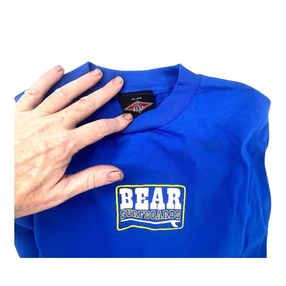 Bear Surfboards Shirt Men Size Medium Blue Logo USA Made Y2K 1990's Surf Graphic - Picture 6 of 7